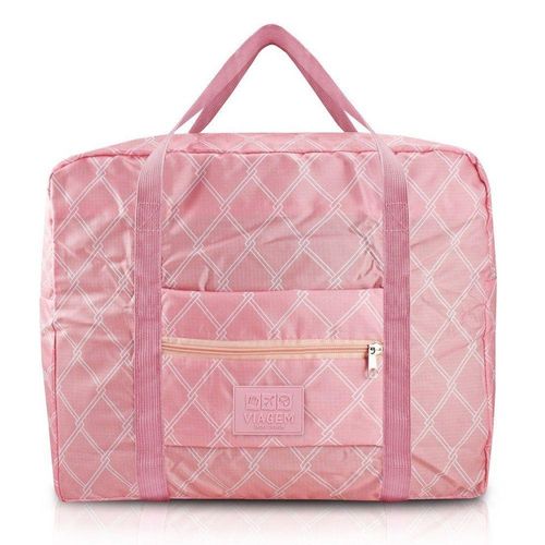 Bolsa De Viagem Dobrável Retangular Estampa Listrada Jacki Design Rosa