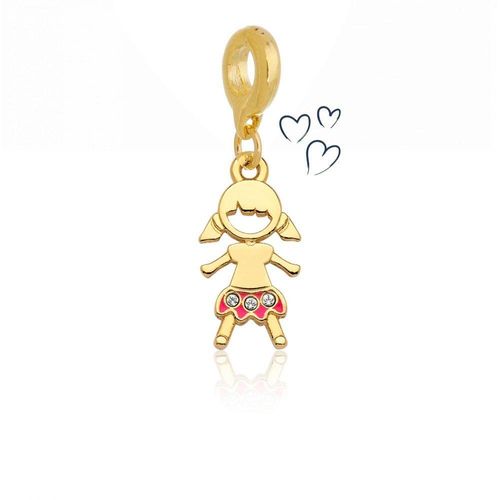 Charm Menina Revestida Em Ouro