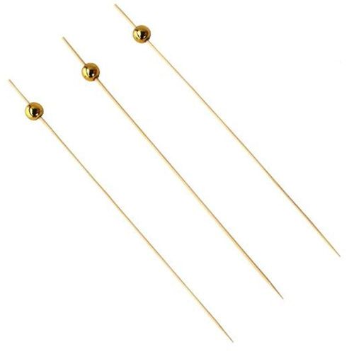 Palito Em Bambu Para Petiscos 18cm Bolinha Metalizada - 20 Un