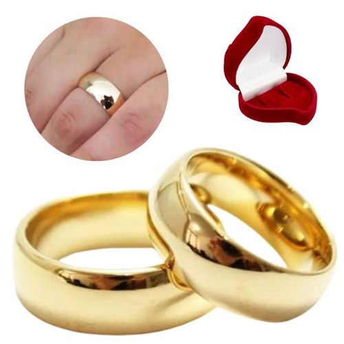 Par De Alianças Grossa 8mm Banhada Ouro Modelo Tradicional Tamanho:30-31