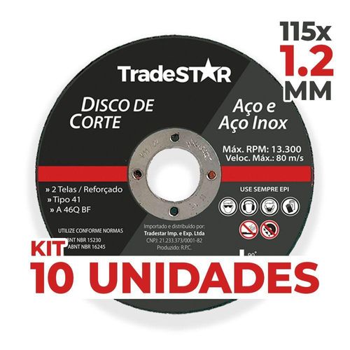 Disco Corte Fino Inox 4.1-2 X 1,2 Esmerilhadeira 10 Peças