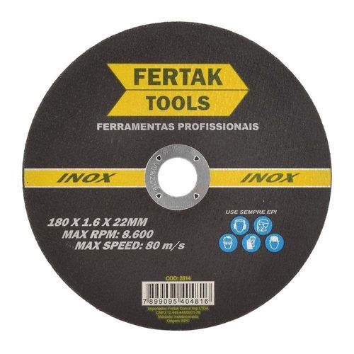 Disco De Corte Inox 180 X 1,6 - Fertak