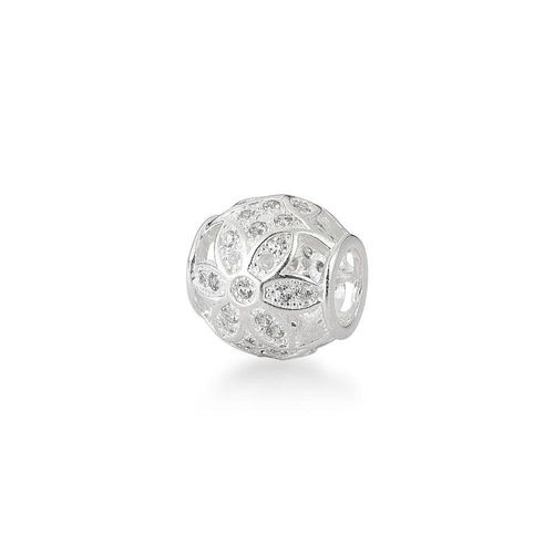Berloque Espaçador Elegância Cintilante Em Prata 925 Com Cristais Incrustados Unico