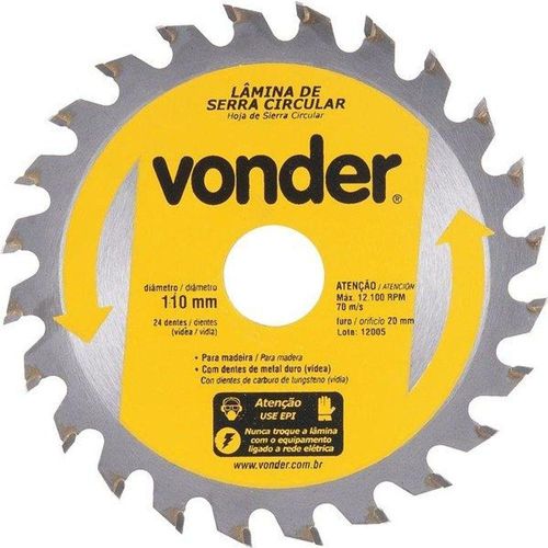 Disco De Serra Circular 110 X 20mm Para Madeira 24 Dentes - Vonder