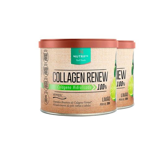 Kit 2 Collagen Renew Colágeno Hidrolisado Limão Nutrify 300g