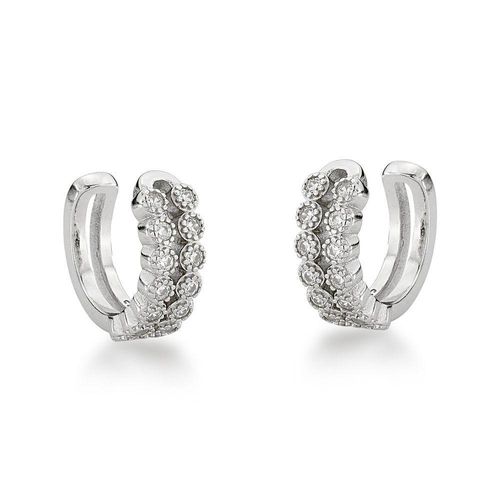 Par De Piercing Fake Dois Fios Cravejados Prata 925