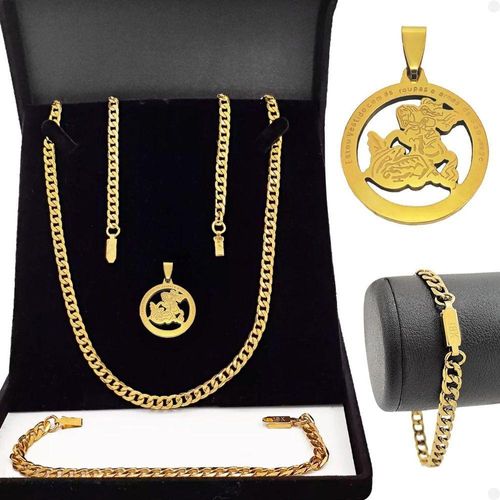 Corrente Aço Inox Banhada Pulseira  Casual Grumet