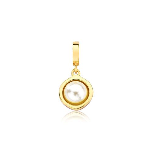 Charm Macadâmia Grande Com Pérola E Revestimento Ouro