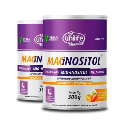 Kit 2 Magnositol Morango Com Maracujá E Camomila Unilife 300g