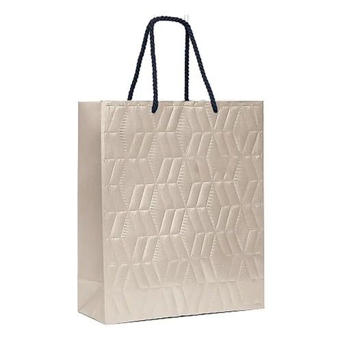 Kit Sacola De Papel Premium Relevo Marfim G 38x34x15cm - 10 Un