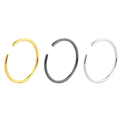 Kit 3 Piercing Masculino Feminino Aço Inox Nariz Argola Prata Dourado Unissex Moda Preto Original