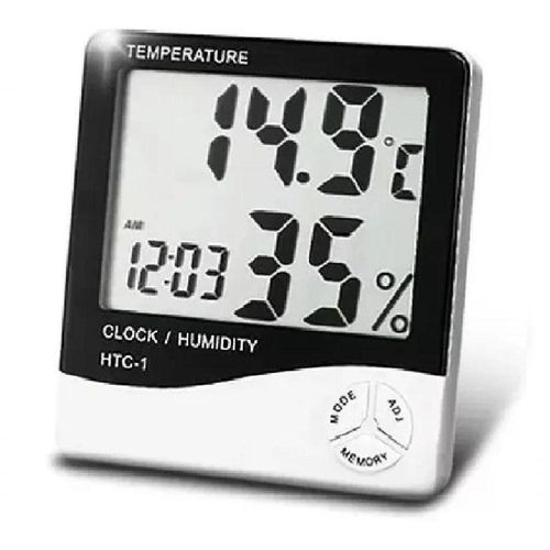 Termo Higrômetro Medidor Temperatura Umidade Com Relógio Digital Pd-003