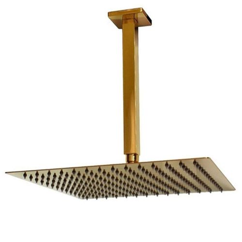 Ducha Chuveiro Teto Inox Dourado 20x20 Slim Quadrado Suporte Banho Piscina Banheiro Area Externa