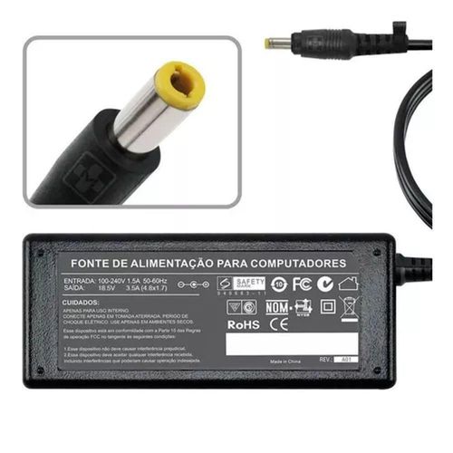 Fonte Carregador Para Hp Pavilion Pino Amarelo 18,5v 3.5 712
