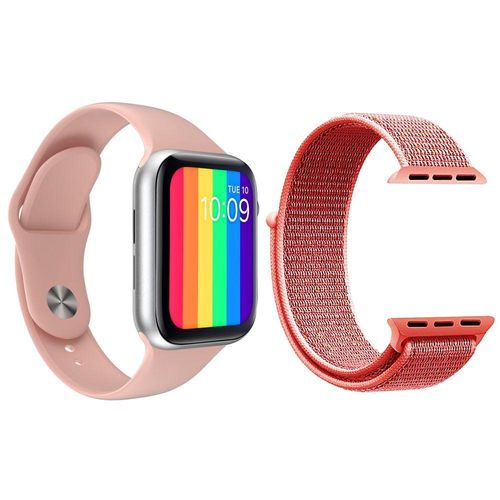 Kit 1 Smartwatch Iwo12 Lite Rosa + 1 Pulseira Rosa Shock