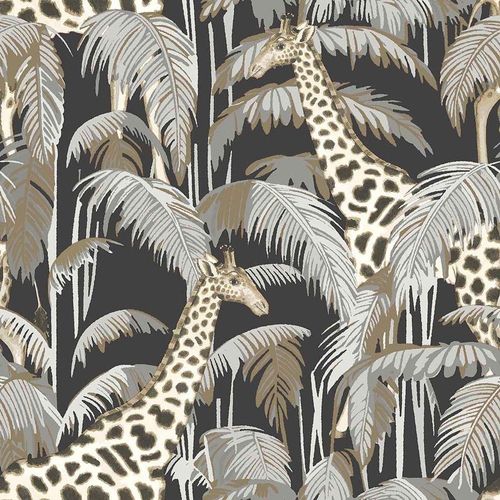 Papel De Parede Botany House Girafa Preto 15529