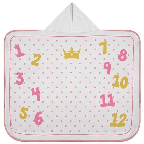 Toalha Capuz Tecebem Baby Mesversario Felpudo Estampada Com Viés Kinder 70cm90cm Rosa