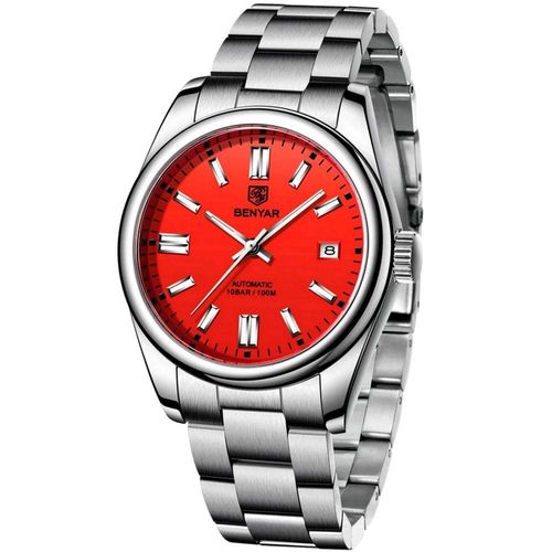 Relógio De Pulso Masculino Automático Em Aço Inoxidável Casual à Prova D\' água Vermelho