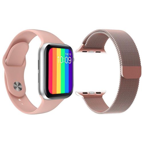 Kit 1 Smartwatch Rosa + 1 Pulseira Extra Rosa