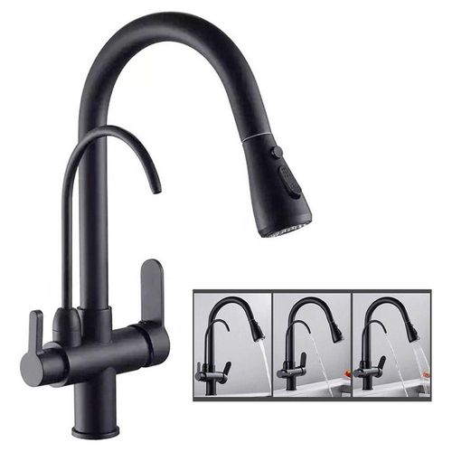 Torneira Monocomando Preta 360 Luxo Extensível Gourmet