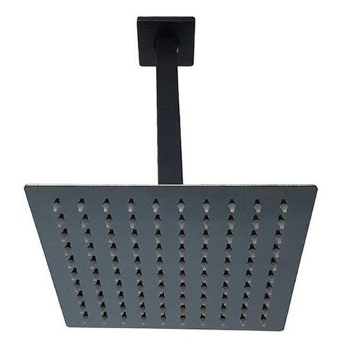 Chuveiro Ducha Inox 20X20 Suporte Teto Preto Fosco Quadrado