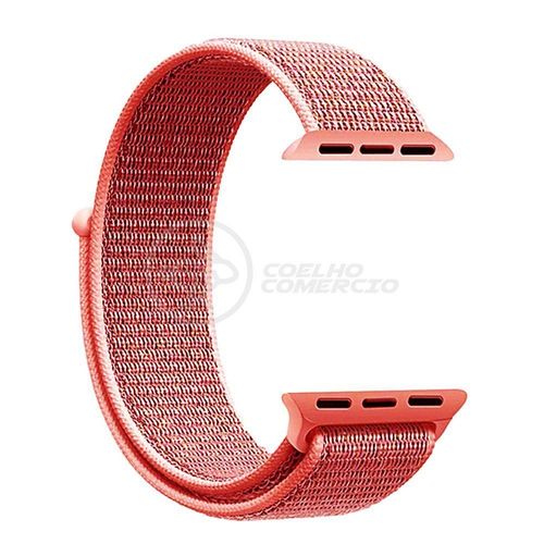 Pulseira Nylon Para Iwo Smartwatch 42mm 44mm - Rosa Shock