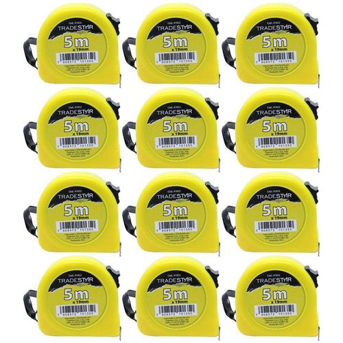 Kit 12 Trena Aço Metal 5m Bolso Fita Com Trava