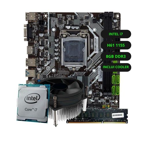Kit Upgrade Intel Core i7 Placa Mãe H61 Memória RAM 8GB DDR3