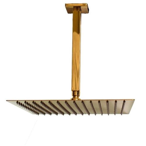 Ducha Chuveiro Dourado Inox Teto Slim 20X20 Quadrado
