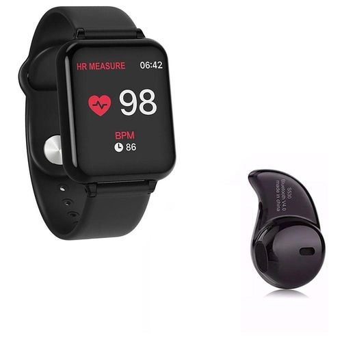Kit 1 Smartwatch B57 Hero Band 3 Preto + 1 Mini Fone Preto