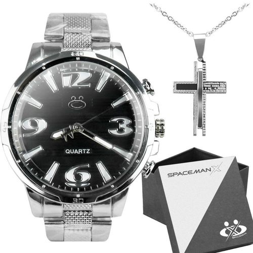 Relogio Masculino Aço Inox + Caixa Inoxidável