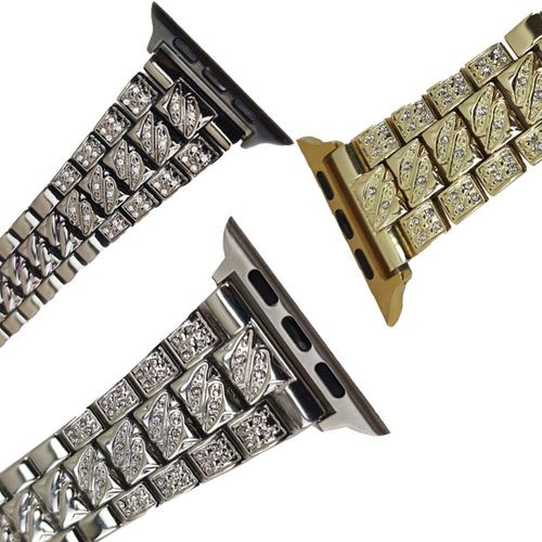 Pulseira Smartwatch Kit 3 Pulseiras Luxo Pedra Strass Aço