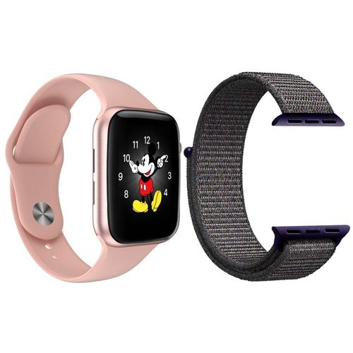 Kit 1 Smartwatch Ld5 Rosa + 1 Pulseira Extra Azul Marinho