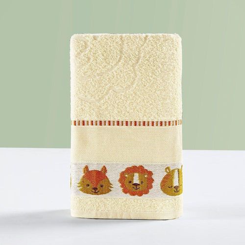 Toalha Infantil Happy World 1,15M X 75Cm Tecido 100% Algodão Macio - Leão Palha