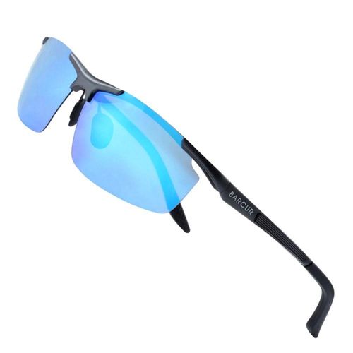 Óculos De Sol Espelhado Masculino Lente Polarizada Uv400 Azul