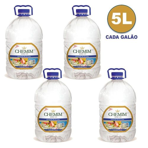 4 Galões De Vinagre De Álcool Chemim Branco De 5 Litros Cada