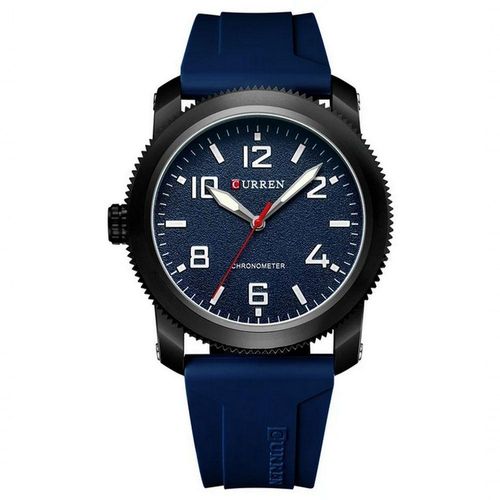 Relógio De Pulso De Quartzo Masculino Com Pulseira De Silicone Impermeavel 3atm Azul