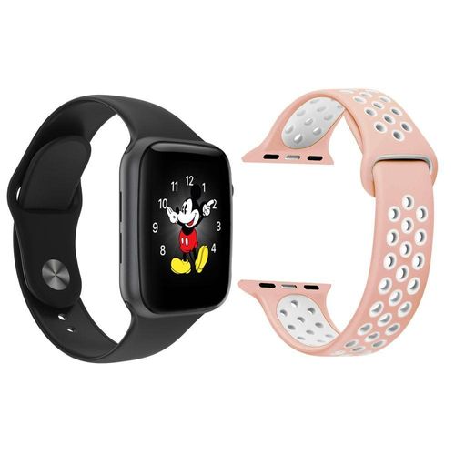 Kit 1 Smartwatch Ld5 Preto + 1 Pulseira Extra Sport Rosa