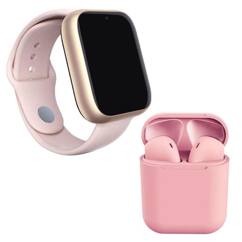Kit 1 Smartwatch Z6 Rosa + 1 Fone Bluetooth Inpods 12 Rosa
