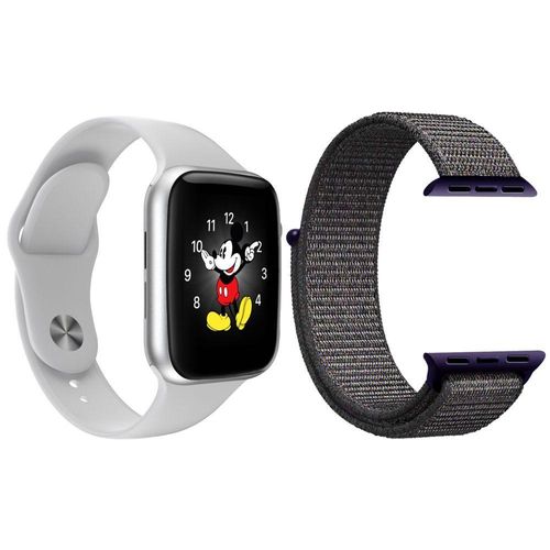 Kit 1 Smartwatch Branco + 1 Pulseira Azul Marinho