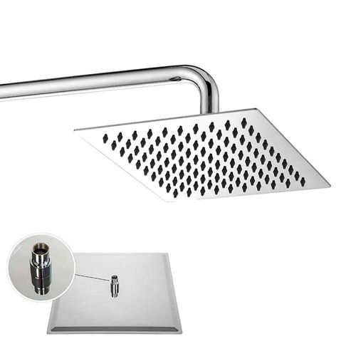 Ducha Chuveiro Aço Cromado 20x20 Slim Suporte Redondo Banheiro Piscina Area Externa Varanda