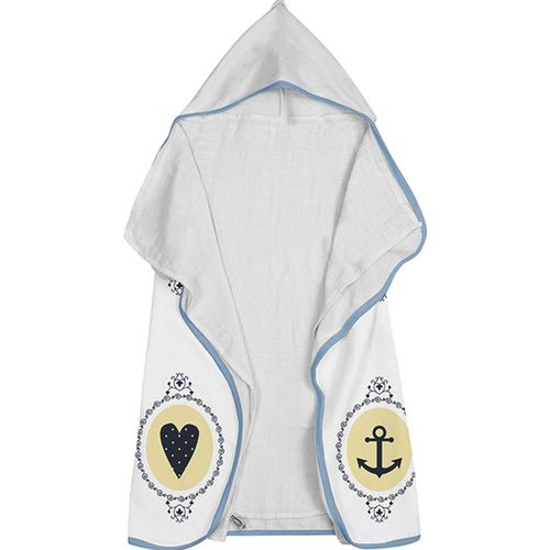 Toalha Baby C/ Capuz Tecebem Estampada C/ Fralda Nino Branco
