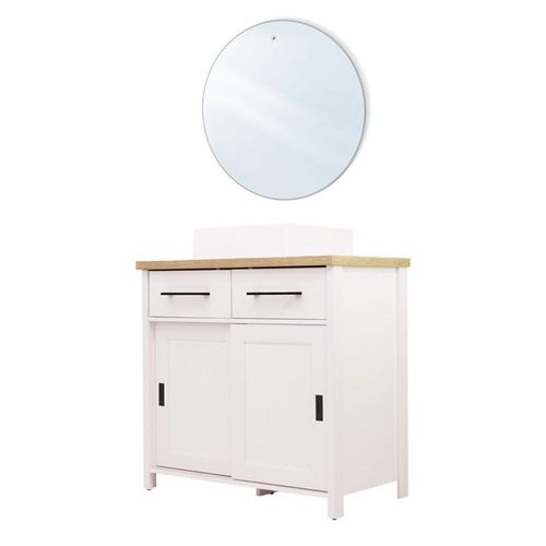 Gabinete Armário Banheiro Ditália Cuba Espelho Bn-03Branco