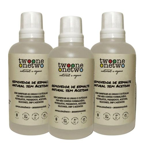 Kit 3 Removedores De Esmalte Sem Acetona - Natural Vegana - Twoone Onetwo - 100ml