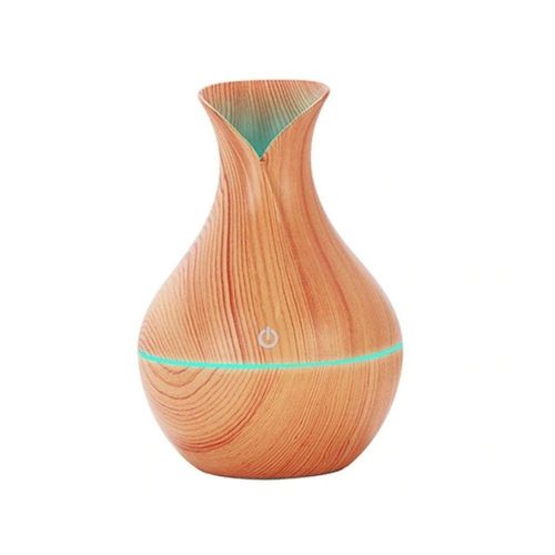Umidificador Difusor Aromático Vaso Madeira Tabaco Usb Led Cone Claro