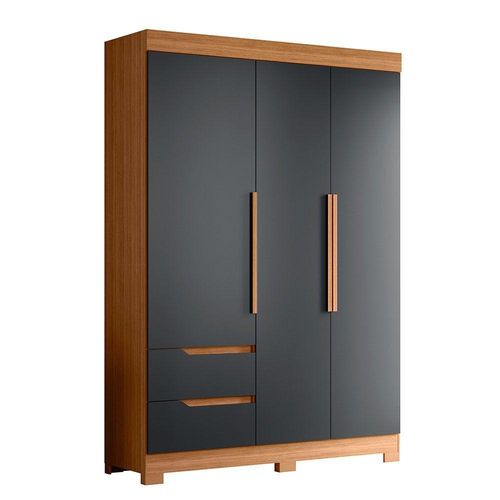 Guarda Roupa Vivacce Solteiro 3 Portas Albatroz Moveis Nature/titanium