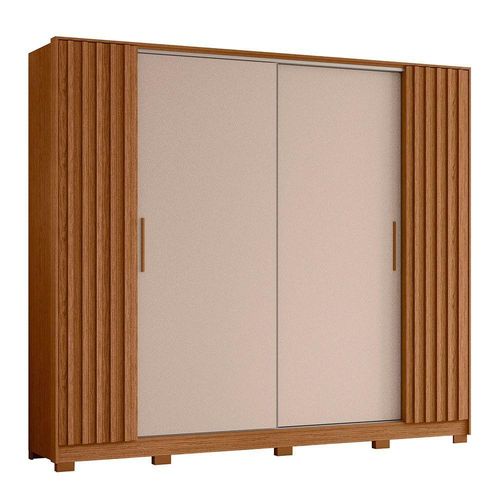 Guarda Roupa Jacarandá Ripado Com Portas De Correr Albatroz Jatobá/fendi Metallic