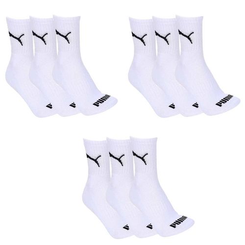 Kit 9 Pares de Meia Puma Esportiva Cano Médio Feminino - Branco