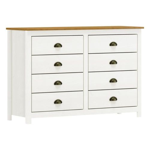 Cômoda 8 Gavetas Em Madeira Linha Topázio - Branco/freijó