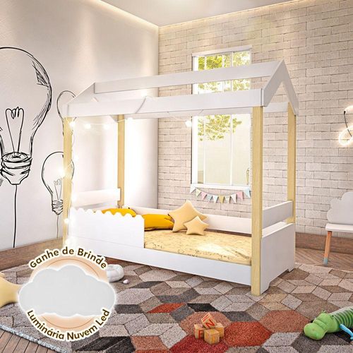 Cama Infantil Branco E Natural Acompanha Branco